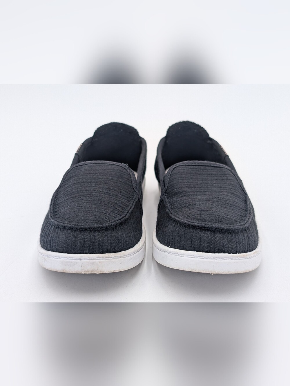 Roxy Minnow Sz 5 Women's Black/White Canvas & Herringbone Knit Slip-On Loafers - Picture 12 of 17